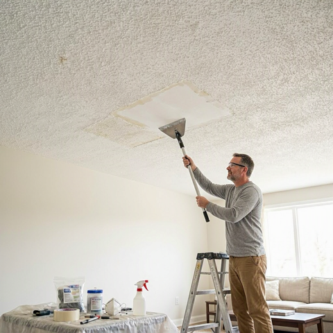 Popcorn ceiling removal cost with and without asbestos