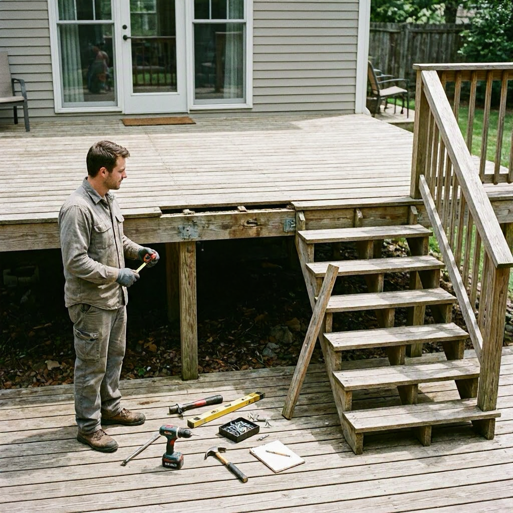 Deck repair cost: boards, railings, stairs, and structural supports