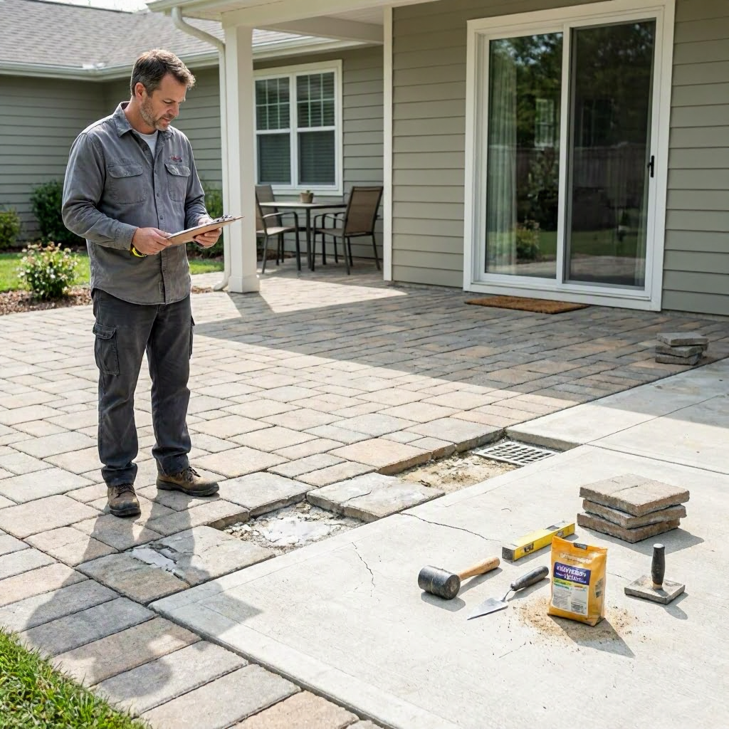 Patio repair cost: pavers, concrete, drainage, and settling