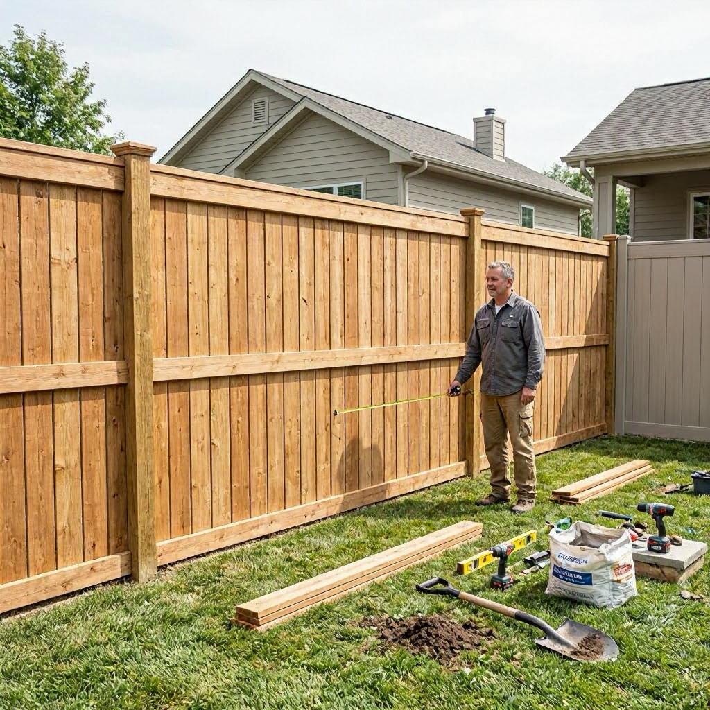 Fence installation cost by material and property size